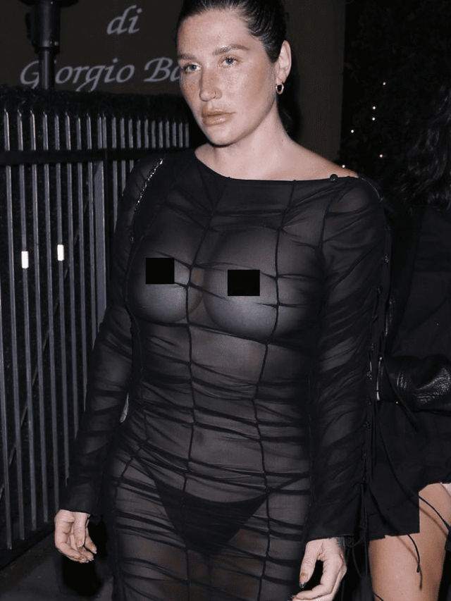 Kesha steps out wearing a transparent black dress during dinner date